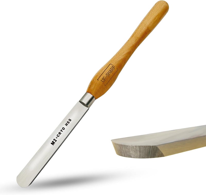 UF-SHARP 1 inch Round Nose Scraper, M2 Cryo High Speed Steel Wood Turning Tools with Beech Wood Handle - Image 1